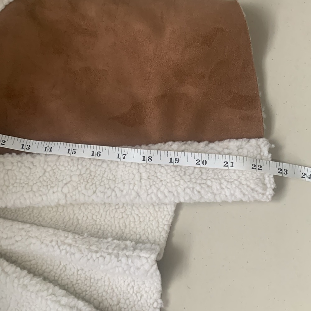 Brown and Cream Suede Shearling Suko Jeans Vest Woman S - Picture 6 of 6